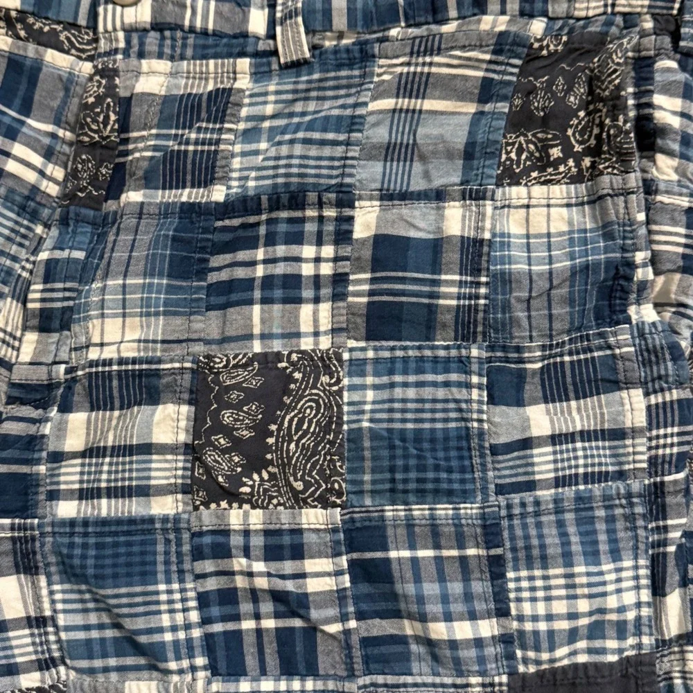 Polo Ralph Lauren Mens Blue Patchwork India Madras Classic Fit 9 Shorts 38